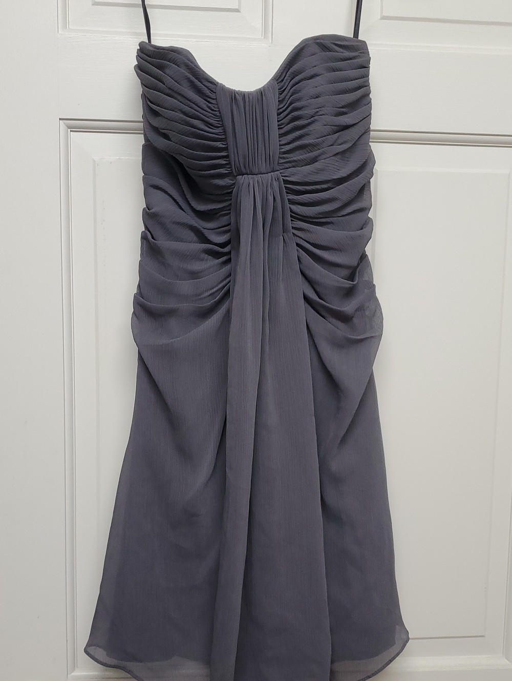 Elegant Gray Ruched Strapless Dress